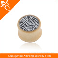 China Wholesale Alibaba Organic Wood Ear Tunnel Plug Ear Expander Zebra-stripe Piercing Jewelry